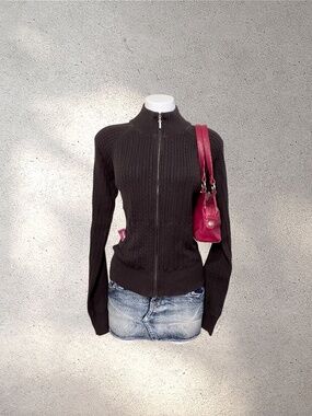 Vtg Ralph Lauren Polo Jeans Co Cable Knit Zip Up Sweater | Y2K Preppy Old Money